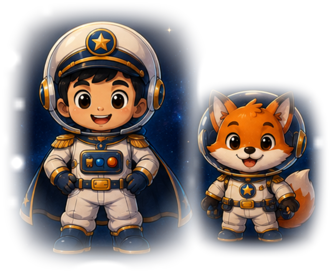Tutu e a raposinha Foxy, prontos para a missão